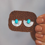 Mini Fan Studs - Turquoise #4