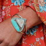 Double Trouble Cuff #1 - Campitos Turquoise & Cotton Candy Agate