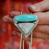Double Trouble Chain Bolo #1 - Campitos Turquoise & Cotton Candy Agate