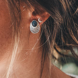 Silvery Blue Studs - Australian Opal
