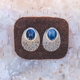 Silvery Blue Studs - Australian Opal
