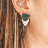 Matte Obsidian Fan Studs #2 - Mixed Metals
