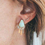 Baby Fringe Studs - Sonoran Gold Turquoise #3, Mixed Metals