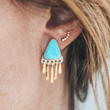 Baby Fringe Studs - Kingman Turquoise #3, Mixed Metals