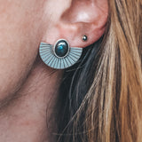 Hematite Fan Studs