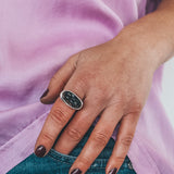 Rough Andradite Garnet Latitude Ring - Size 8.5