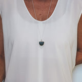 Matte Obsidian Necklace #1 - Mixed Metals