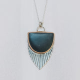 Matte Obsidian Necklace #1 - Mixed Metals