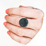 Black Druzy Ring #5 - Size 8.5