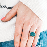 Hubei Turquoise Latitude Ring #3 - Size 6.5, Mixed Metals