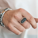 Rough Andradite Garnet Latitude Ring - Size 8.5