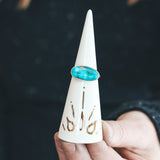 Kingman Turquoise Latitude Ring #1 - Size 7.75, Mixed Metals