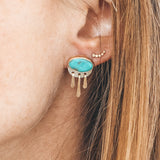 Baby Fringe Studs - Kingman Turquoise #1, Mixed Metals