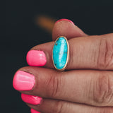 Kingman Turquoise Latitude Ring #4 - Mixed Metals, Size 7