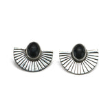 Hematite Fan Studs