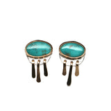 Baby Fringe Studs - Kingman Turquoise #1, Mixed Metals