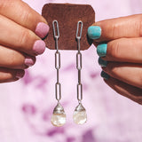 Paperclip Studs - Freshwater Pearl
