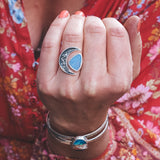 Crescent Mandala Ring - Australian Opal