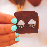 Celestial Studs - White Druzy