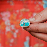 Kingman Turquoise Fan Ring #1 - Size 6.5