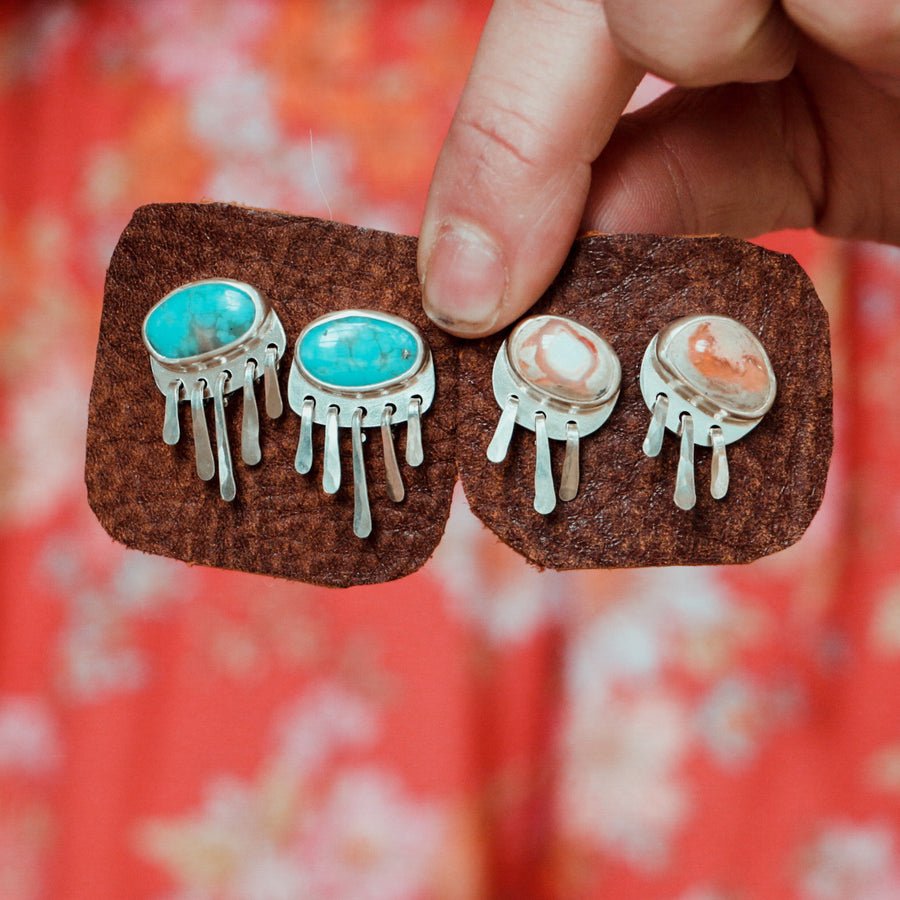 Baby Fringe Studs - Kingman Turquoise #5