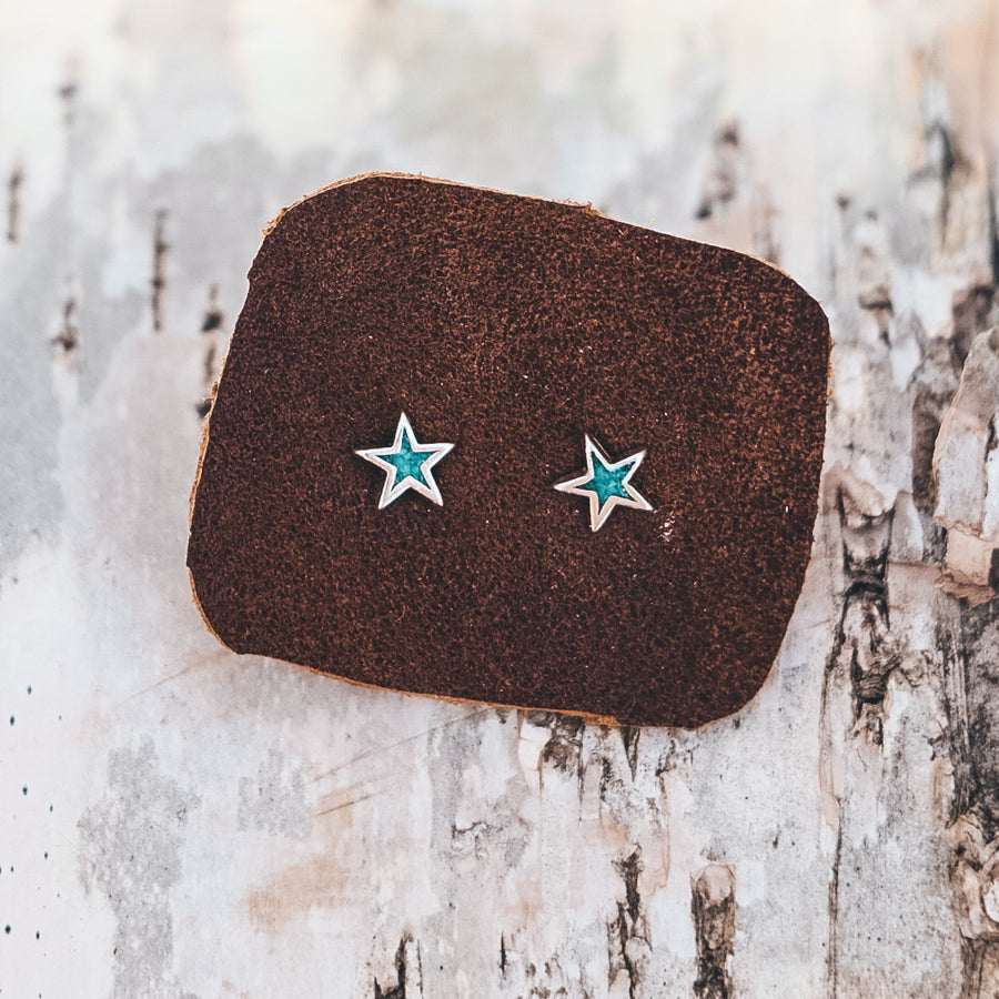 Turquoise Inlay Star Studs