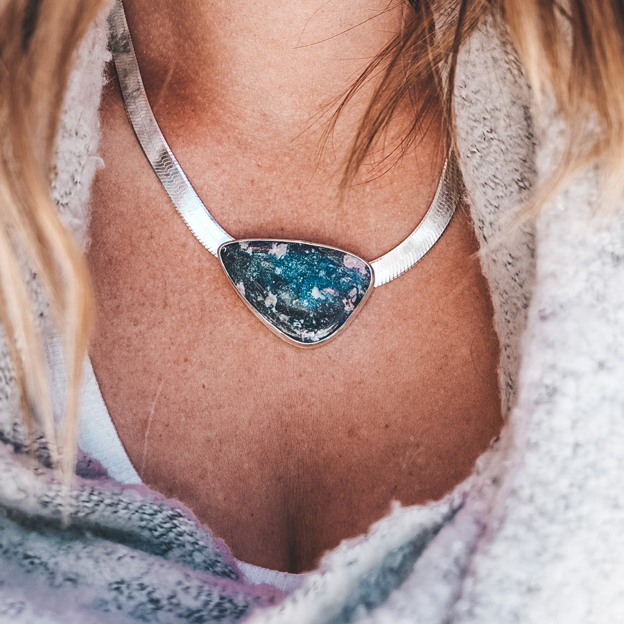 Persephone Necklace - 'Galaxy' Andamooka Opal