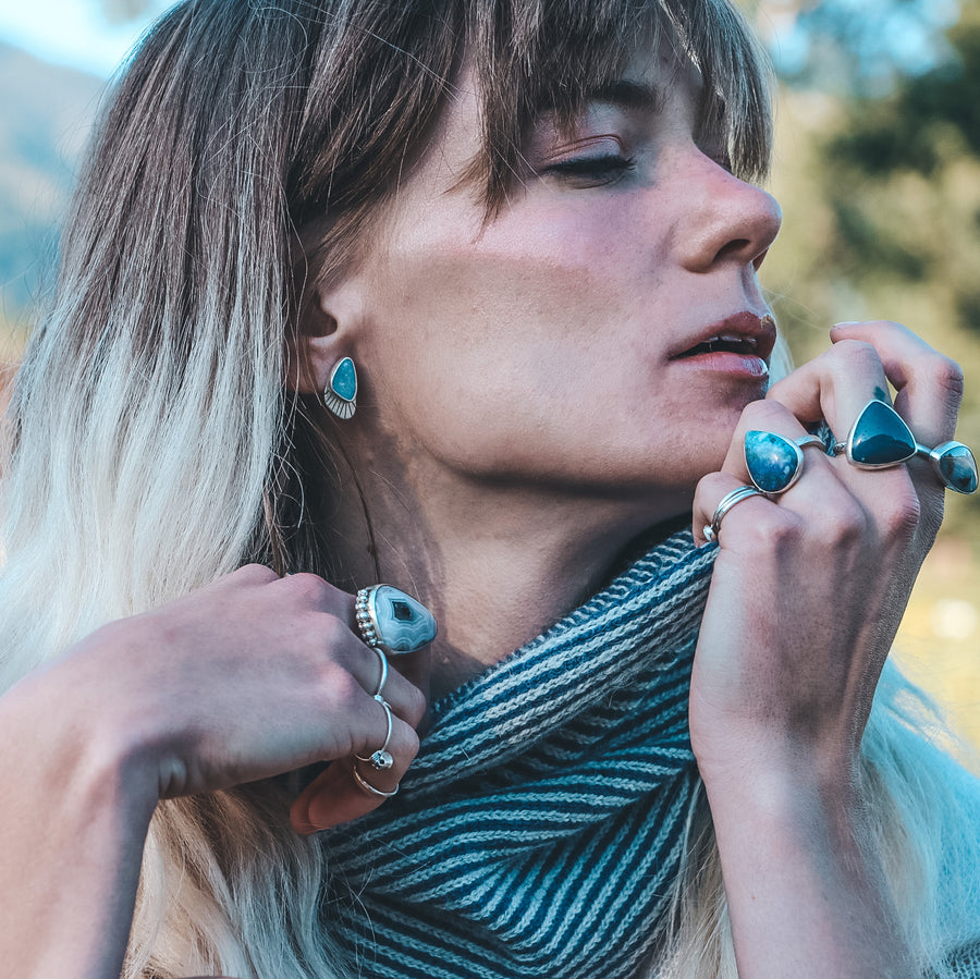Blue Opal Wing Studs