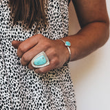 Morenci Turquoise Sunbeam Ring #1 - Size 7