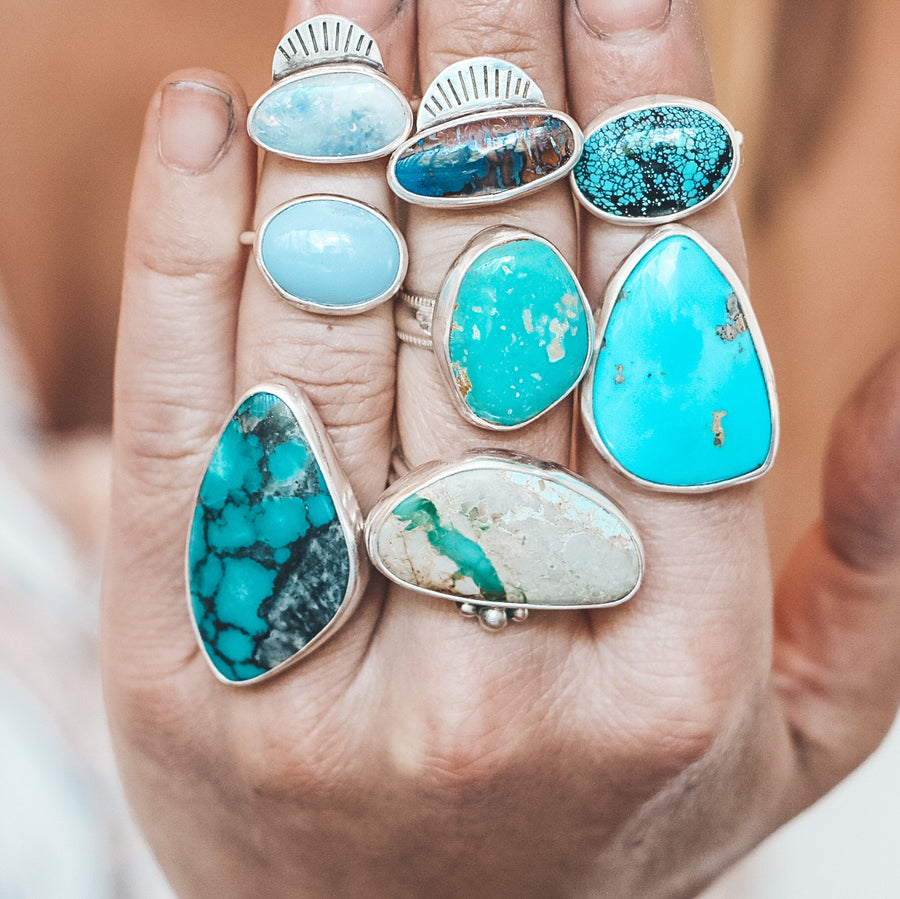 Australian Opal Fan Ring #2 - Size 6.5