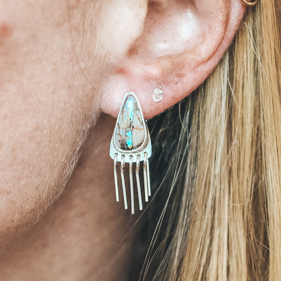 Baby Fringe Studs - Royston Ribbon Turquoise #4