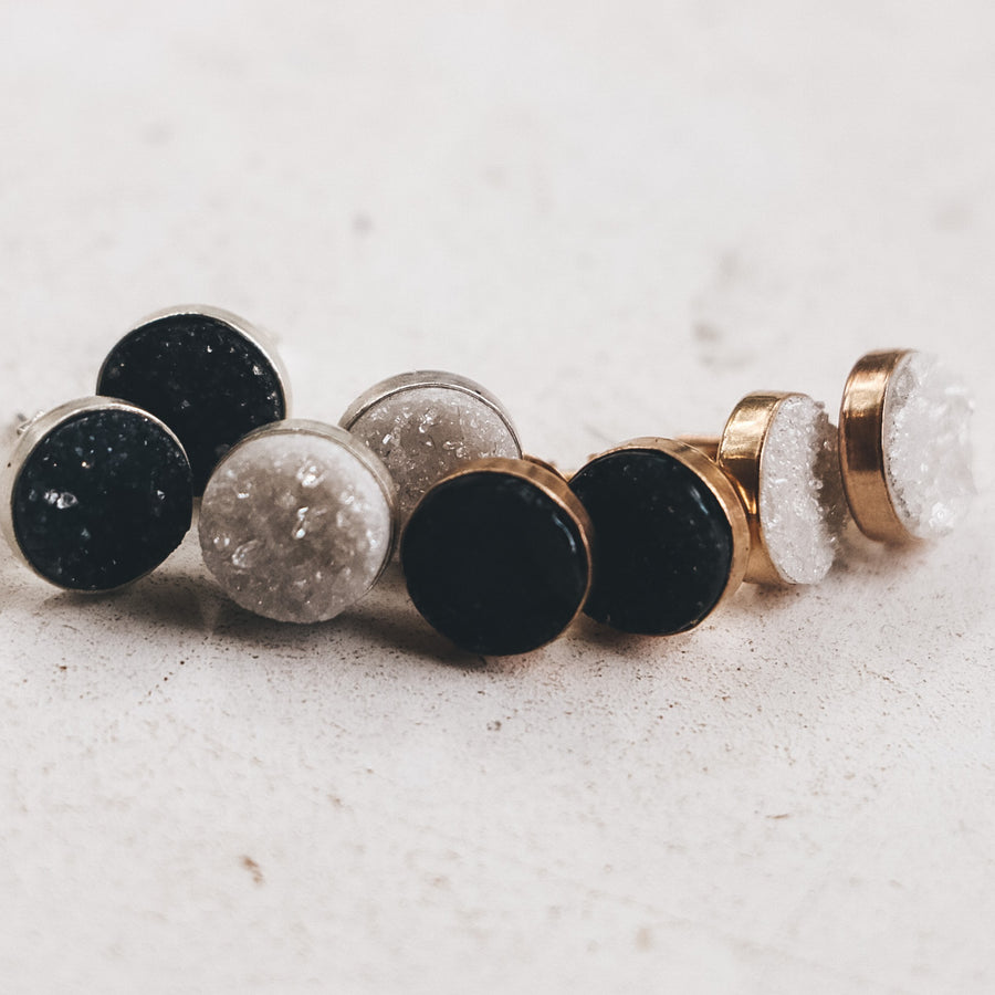 Druzy Studs - Black, 10mm