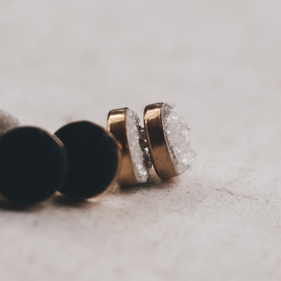 Druzy Studs - White, 10mm