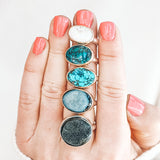 Hubei Turquoise Latitude Ring #2 - Size 7.5, Mixed Metals