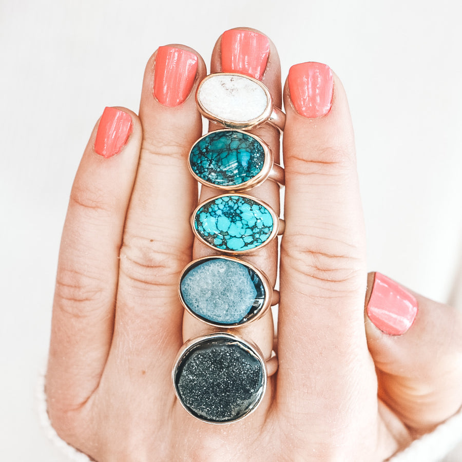 Australian Opal Latitude Ring #3 - Size 8