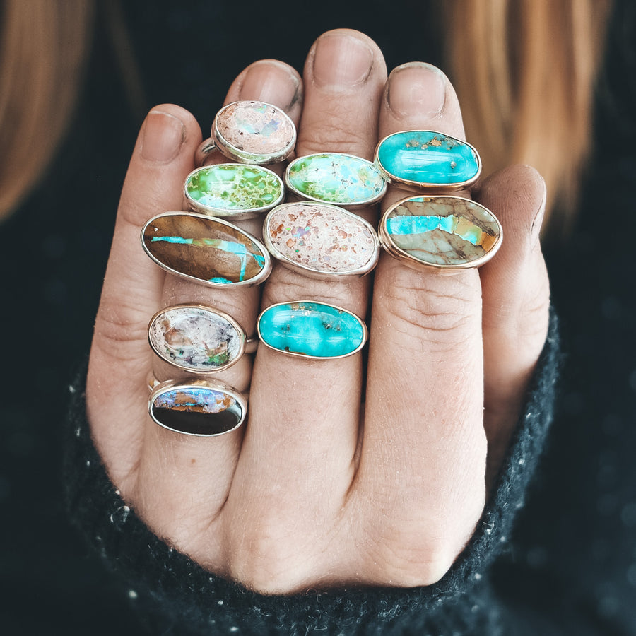 Mexican Opal Latitude Ring #4 - Size 5