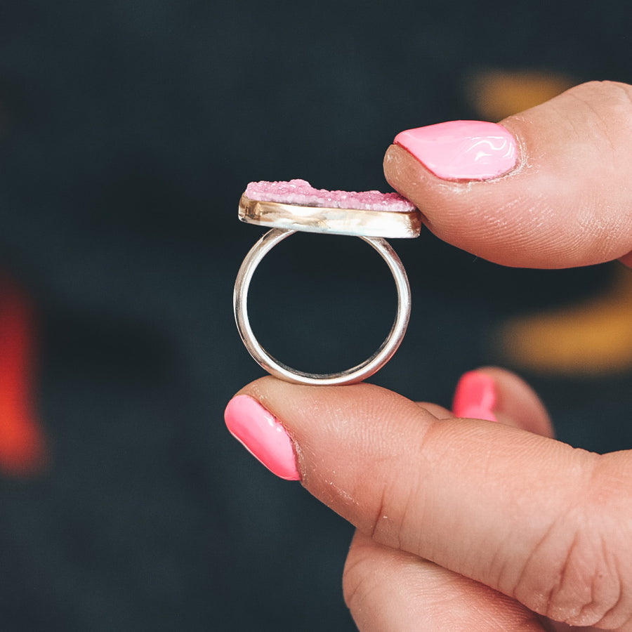 Cobalto Calcite Latitude Ring #2 - Mixed Metals, Size 7.5