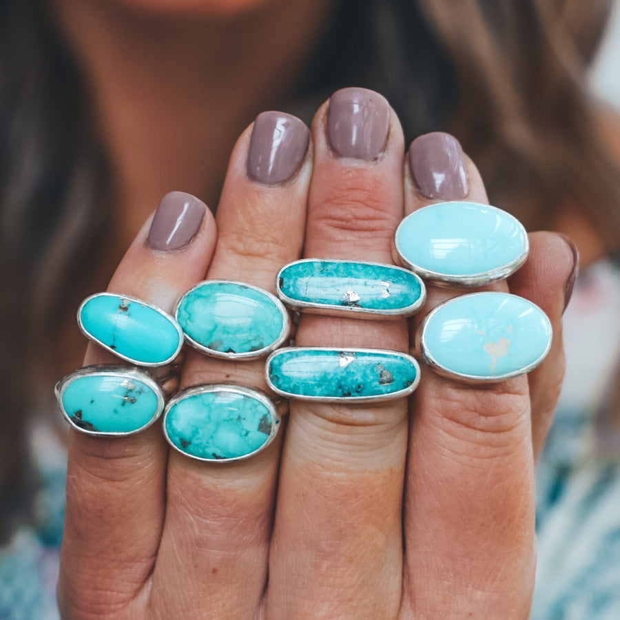 Armenian Turquoise Latitude Ring #1 - Size 5.5