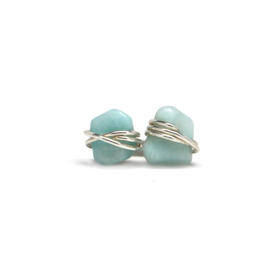 Amazonite Nugget Studs