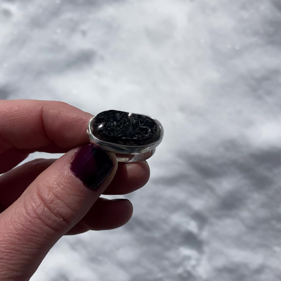 Rough Andradite Garnet Latitude Ring - Size 8.5