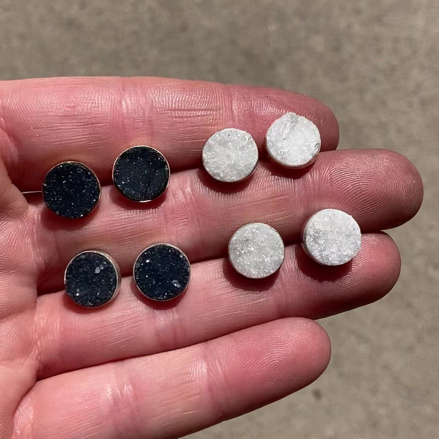 Druzy Studs - White, 10mm