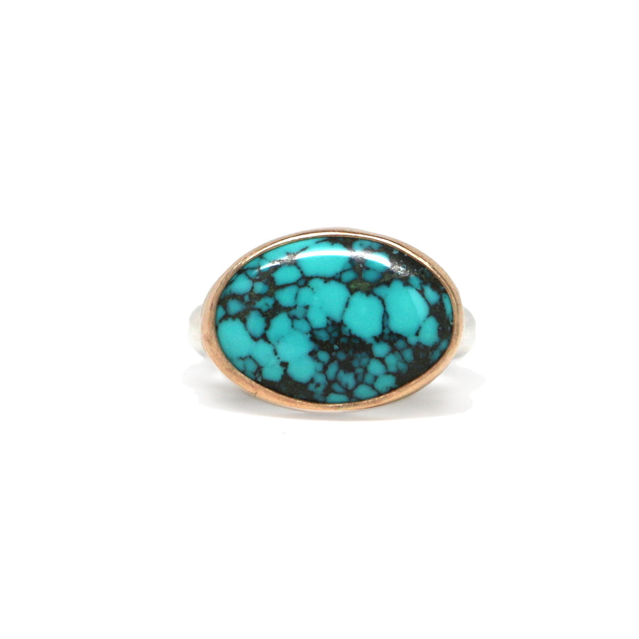 Hubei Turquoise Latitude Ring #2 - Size 7.5, Mixed Metals