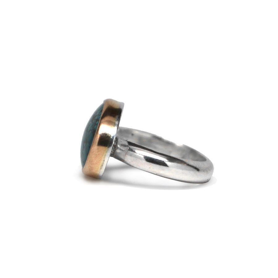 Hubei Turquoise Latitude Ring #3 - Size 6.5, Mixed Metals