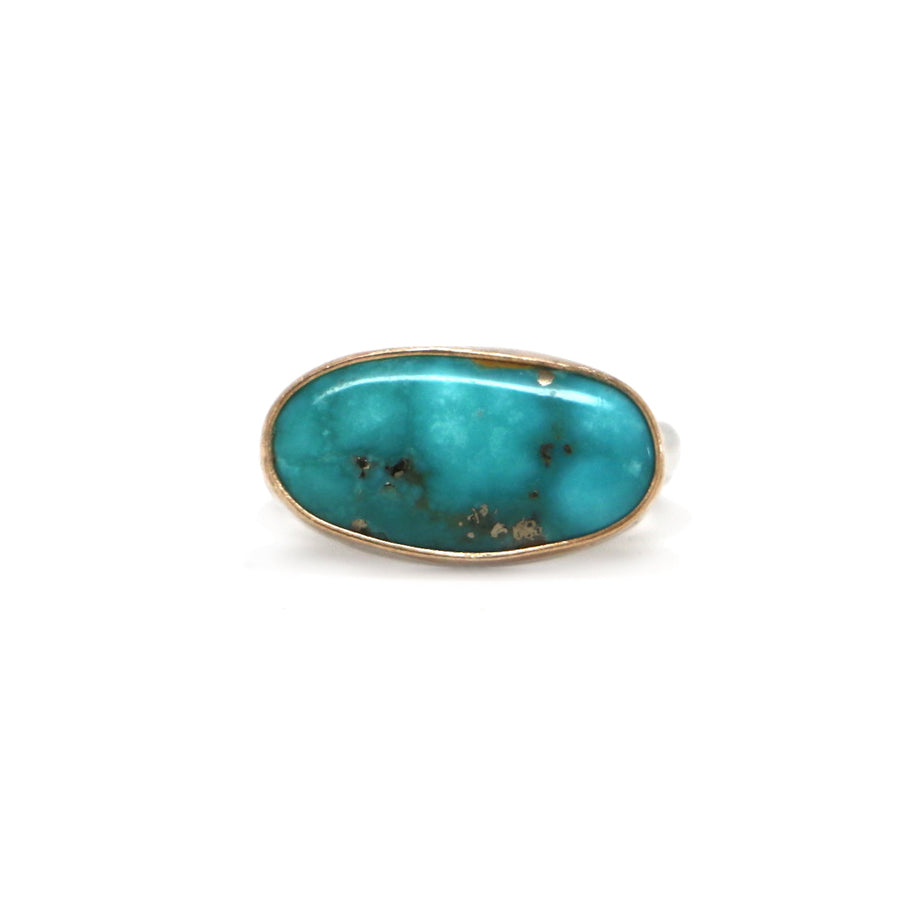 Kingman Turquoise Latitude Ring #1 - Size 7.75, Mixed Metals