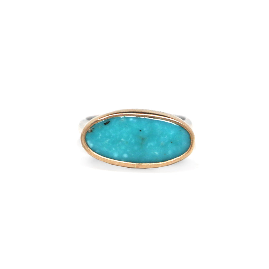 Kingman Turquoise Latitude Ring #3 - Mixed Metals, Size 6