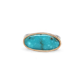 Kingman Turquoise Latitude Ring #4 - Mixed Metals, Size 7