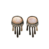 Baby Fringe Studs - Mexican Opal, Mixed Metal