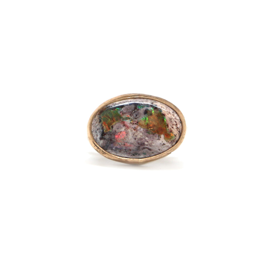 Mexican Opal Latitude Ring #5 - Size 6.5, Mixed Metals