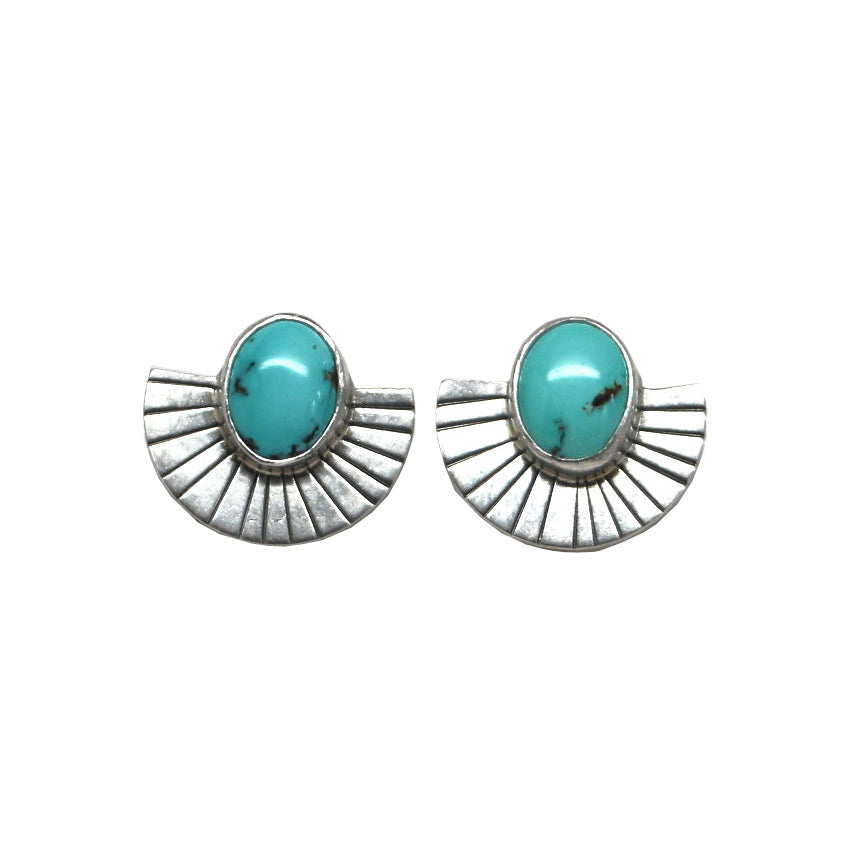 Ma'anshan Turquoise Statement Fan Studs #2
