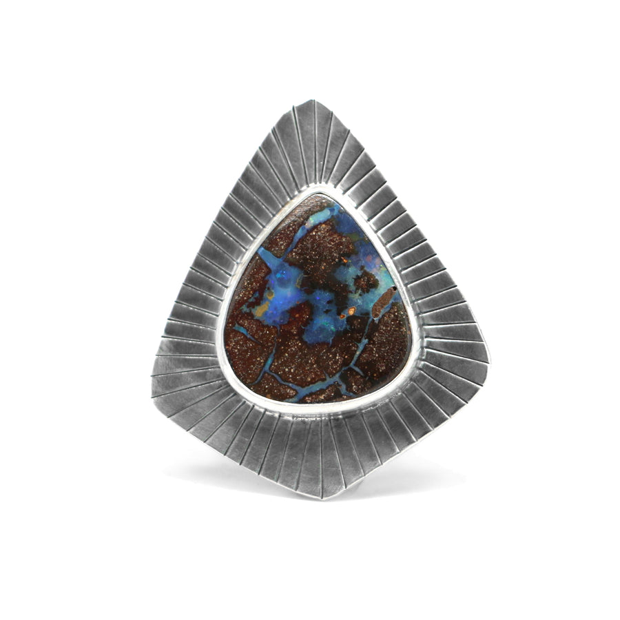 Boulder Opal Sunbeam Ring - Size 8.5